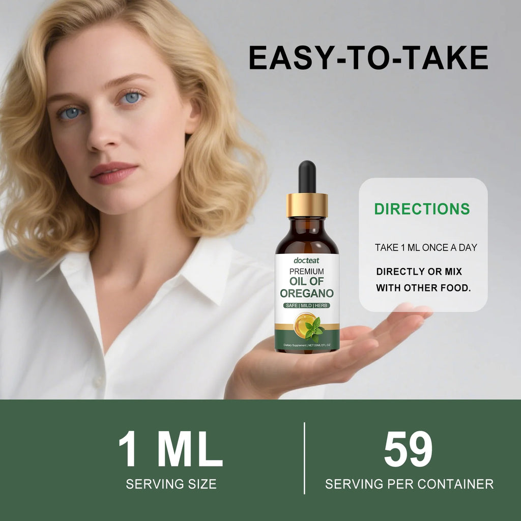 Docteat Oregano Oil Drops – Gut Health Supplement 59ml Herbal Supplement Drops Qst