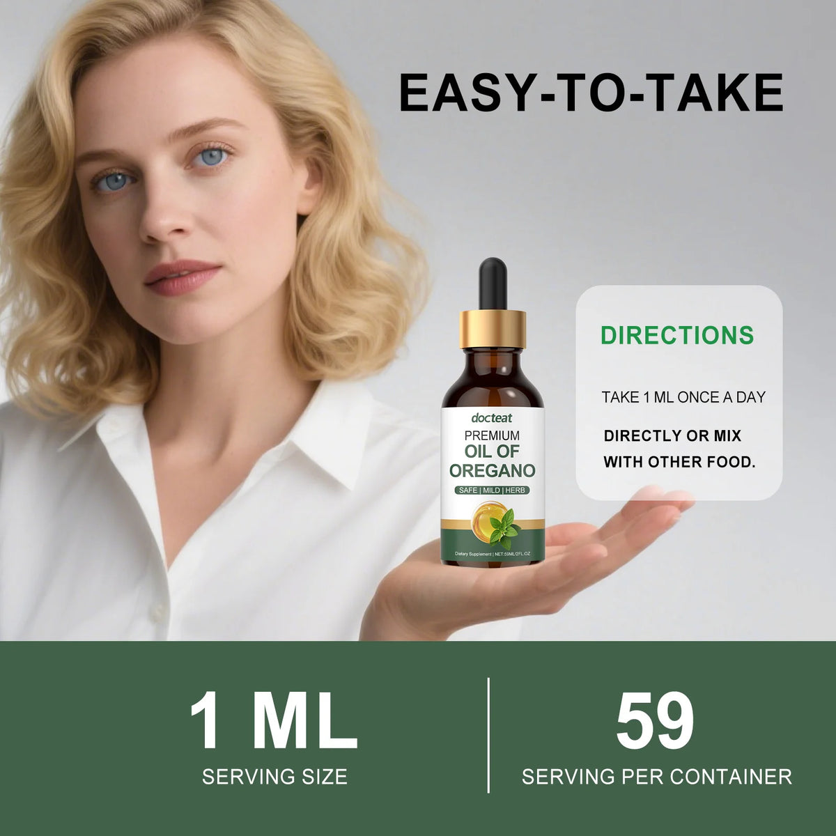 Docteat Oregano Oil Drops – Gut Health Supplement 59ml Herbal Supplement Drops Qst