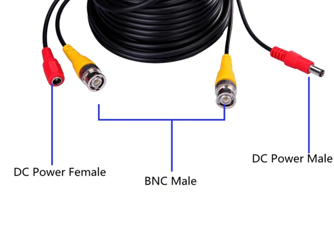 ESCAM BNC+DC 2-in-1 CCTV Cable – Analog AHD CVI 32ft & 59ft CCTV Surveillance Cable Qme