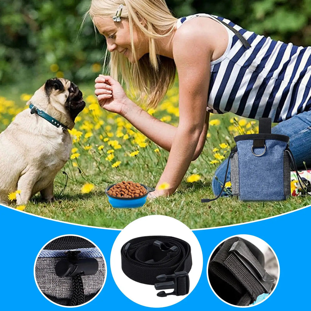 Dog Training Treat Pouch with Folding Bowl – Large Capacity Dog Training Pouch Qme