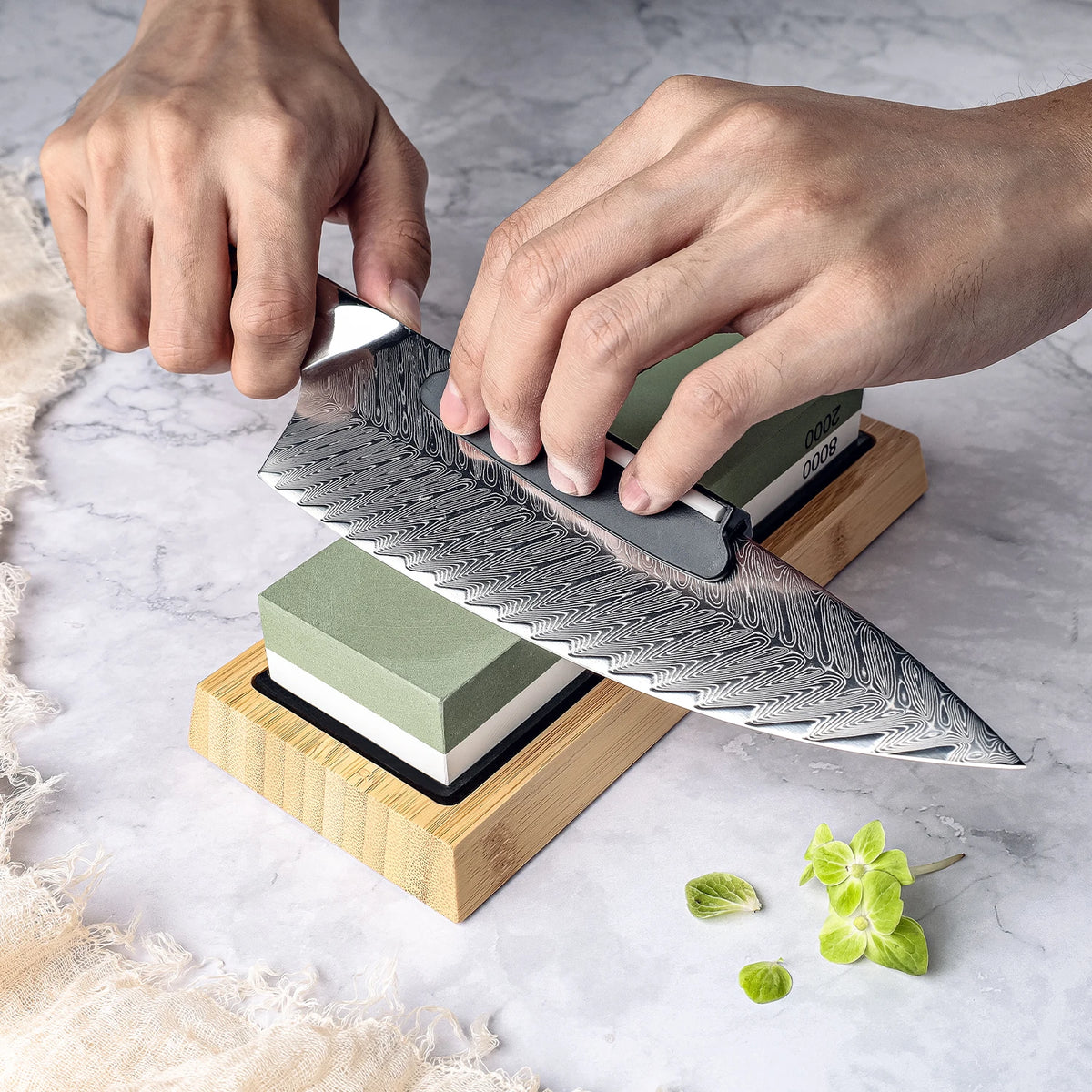 Grandsharp Dual-Grit Whetstone Knife Sharpening Stone Whetstone Sharpener Qst