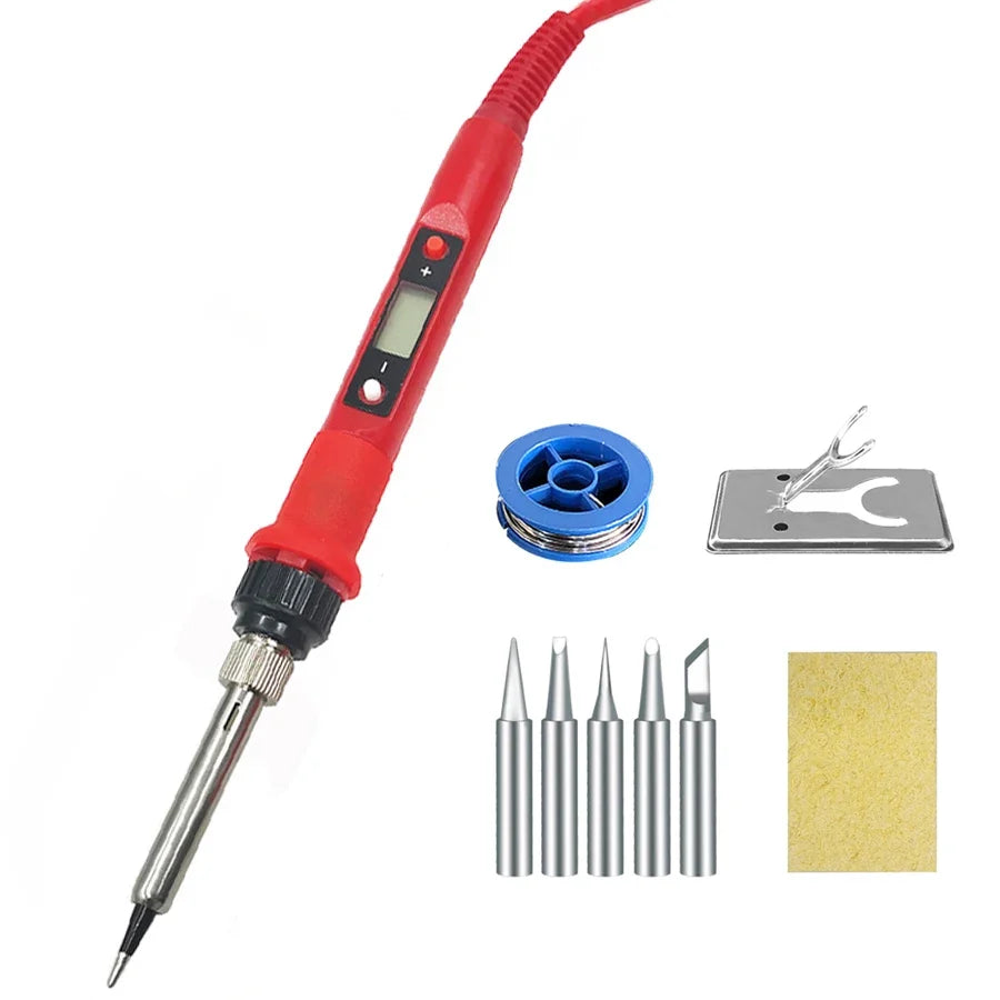 80W Digital Soldering Iron Kit – LCD Display, Adjustable Temp Electric Soldering Iron Qme 80W red set3 220V EU plug