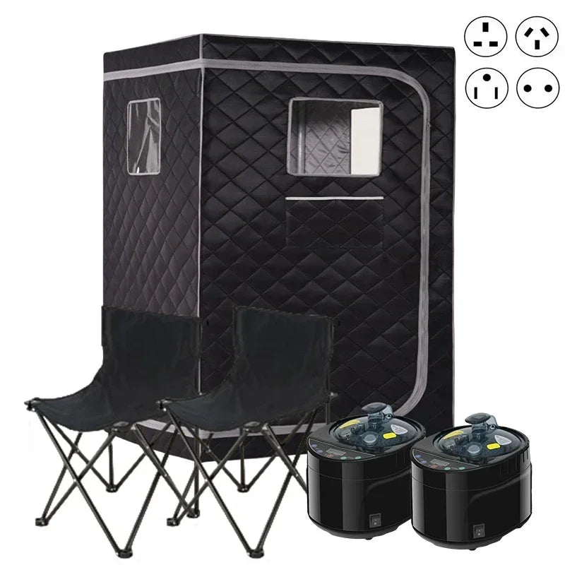 Full-Size Home Steam Sauna Tent – 4L 1500W, 1–2 Person Steam Sauna Tent Qst 2Person Black gray