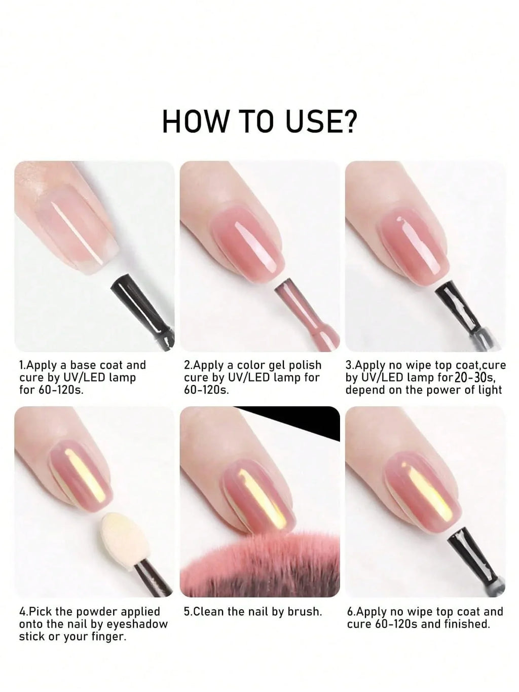 Nail Magic Mirror Powder – Aurora, Neon & Pearl Chrome Nail Art Chrome Nail Powder Qme