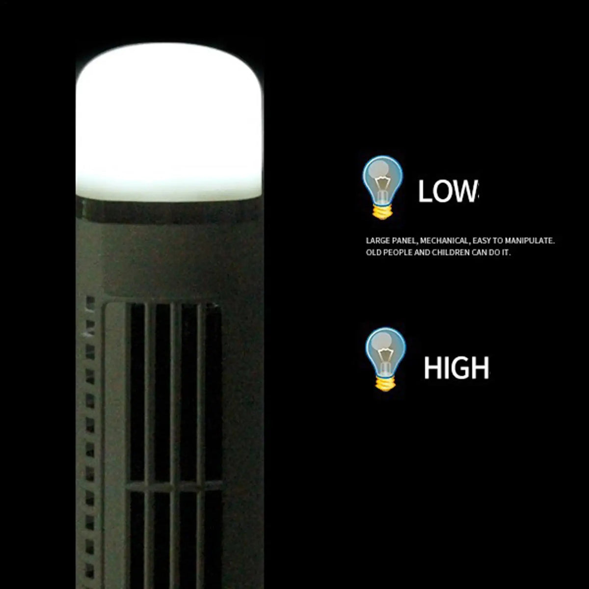 Portable Tower Fan 2-Speed USB Battery Powered with Nightlight Portable Tower Fan Qme