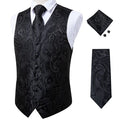 Men's Paisley Suit Vest, Necktie & Pocket Square Set Suit Vest & Tie Set Qme MJ-0109 M
