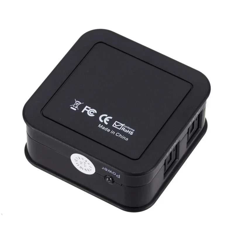 3-Way Digital Optical Audio Splitter SPDIF TOSLINK Hub Optical Audio Splitter Qme black