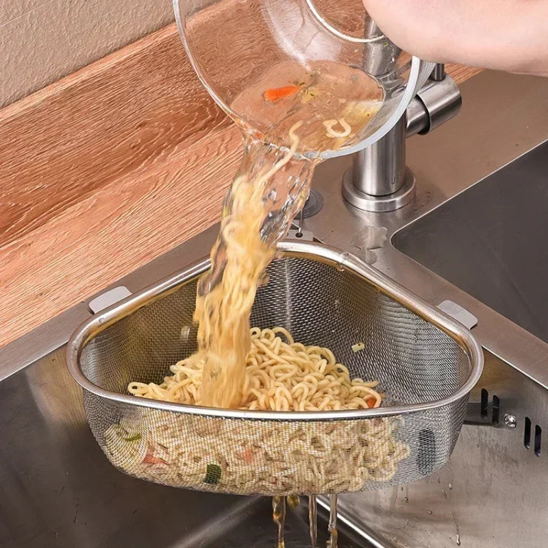 Stainless Steel Triangle Sink Drain Basket | Kitchen Organizer Sink Drain Basket Qme