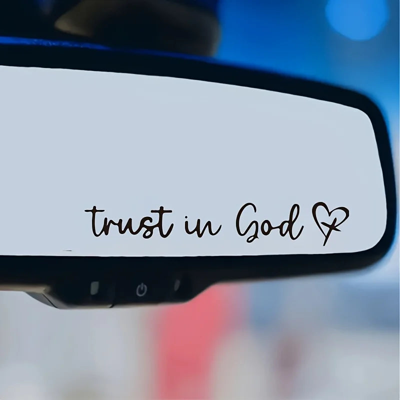 Trust God Rearview Mirror Sticker – Cute Faith Car Decal Car Mirror Decal Qme Black 1pc