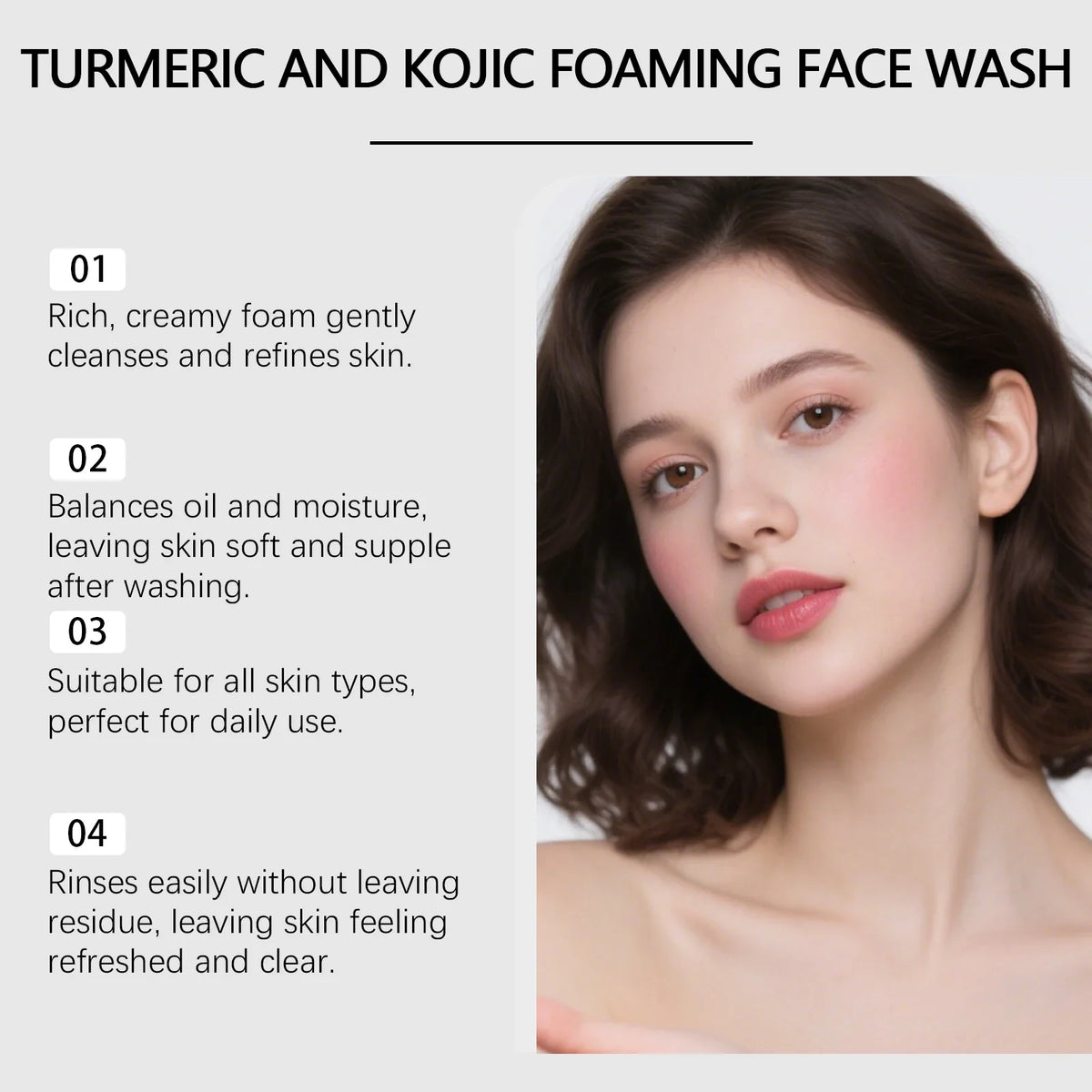 Turmeric & Kojic Acid Foaming Face Wash – Brightening Cleanser Foaming Face Wash Qme