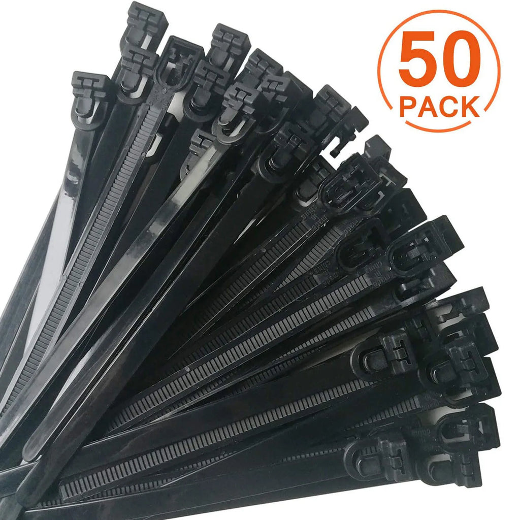Reusable Detachable Heavy-Duty Plastic Zip Ties | Qme Reusable Cable Ties Qme Black