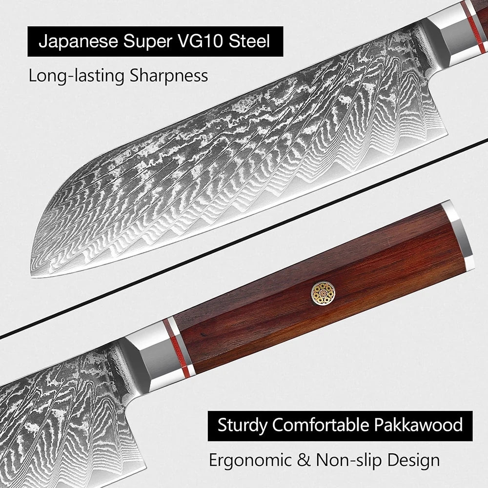 XITUO Damascus Steel Kitchen Knife Set – 67-Layer VG10 Kitchen Knife Set Qst
