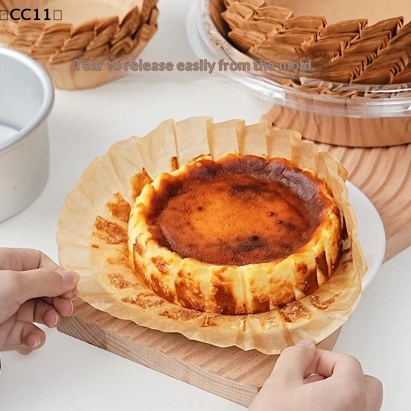 Basque Cheesecake Foldable Oil Paper Cake Mold 50 Pack Disposable Cake Mold Qme