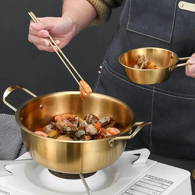 Stainless Steel Ramen Pot 18cm with Lid – Korean Soup Pan Ramen Soup Pot Qst