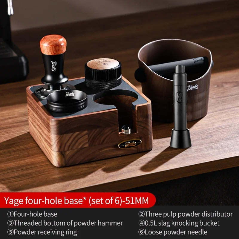 BINCOO 51/58mm Portafilter Storage Base Tamper & Distributor Set Espresso Barista Tool Set Qst 6 Pcs-51MM-A9