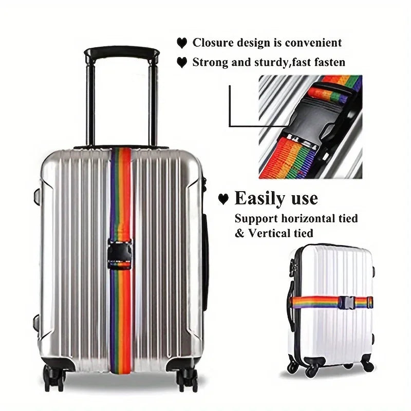 Rainbow Adjustable Luggage Strap with Quick-Release Buckle Luggage Strap Qme