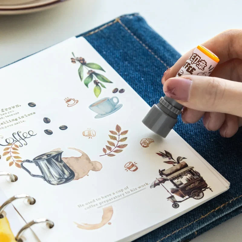 Cartoon Coffee Wooden Rubber Stamp – Cute Scrapbooking Seal Decorative Rubber Stamp Qme
