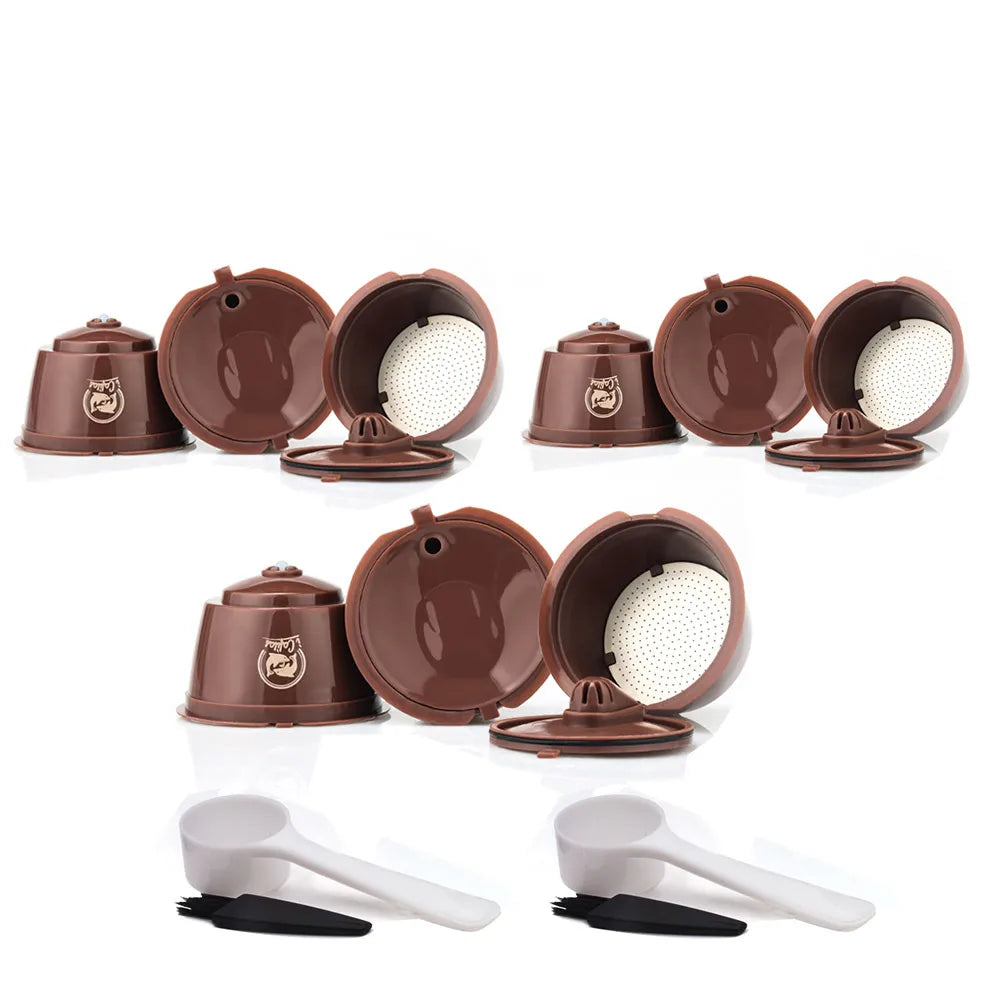 Refillable Coffee Capsules Pods for Dolce Gusto + Tamper Coffee Pod Capsules Qst 9pcs