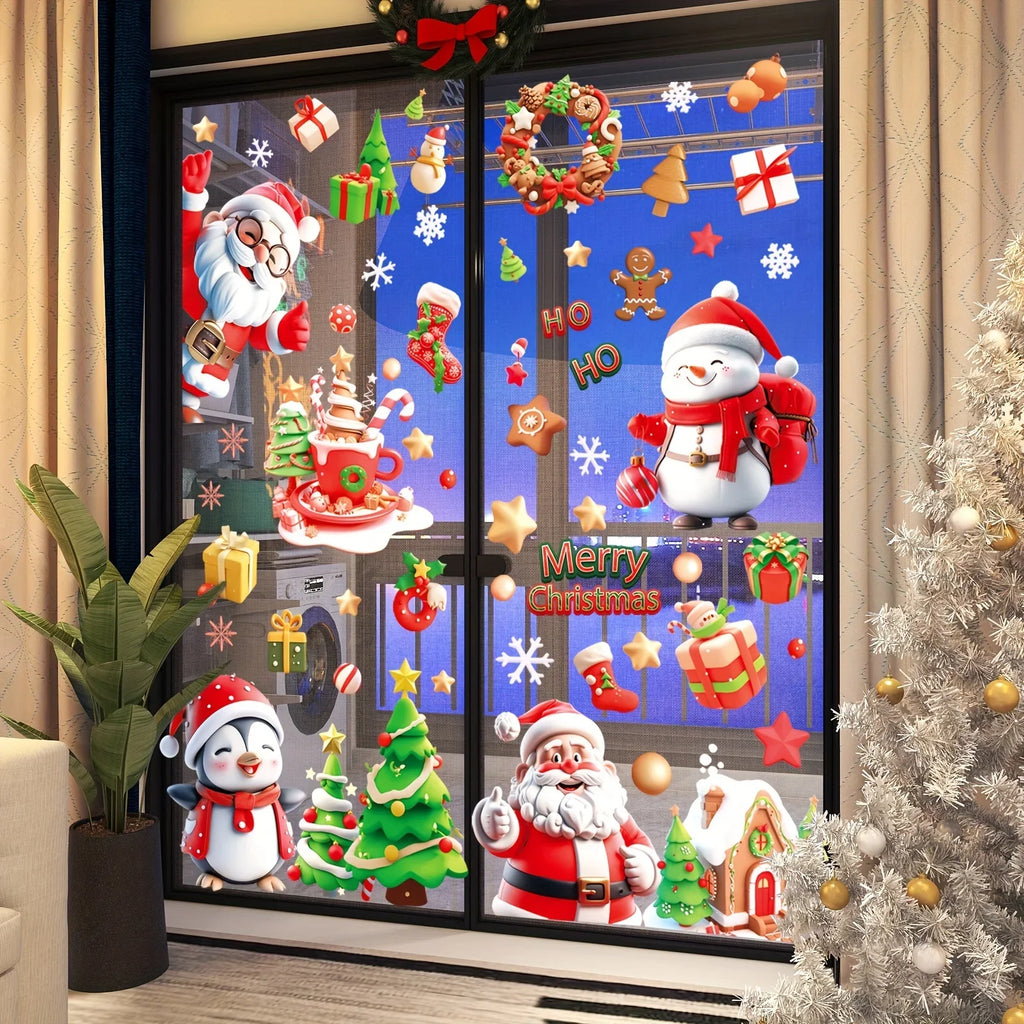 72 Santa Snowman Christmas Window Stickers – 9 Sheets Christmas Window Stickers Qme