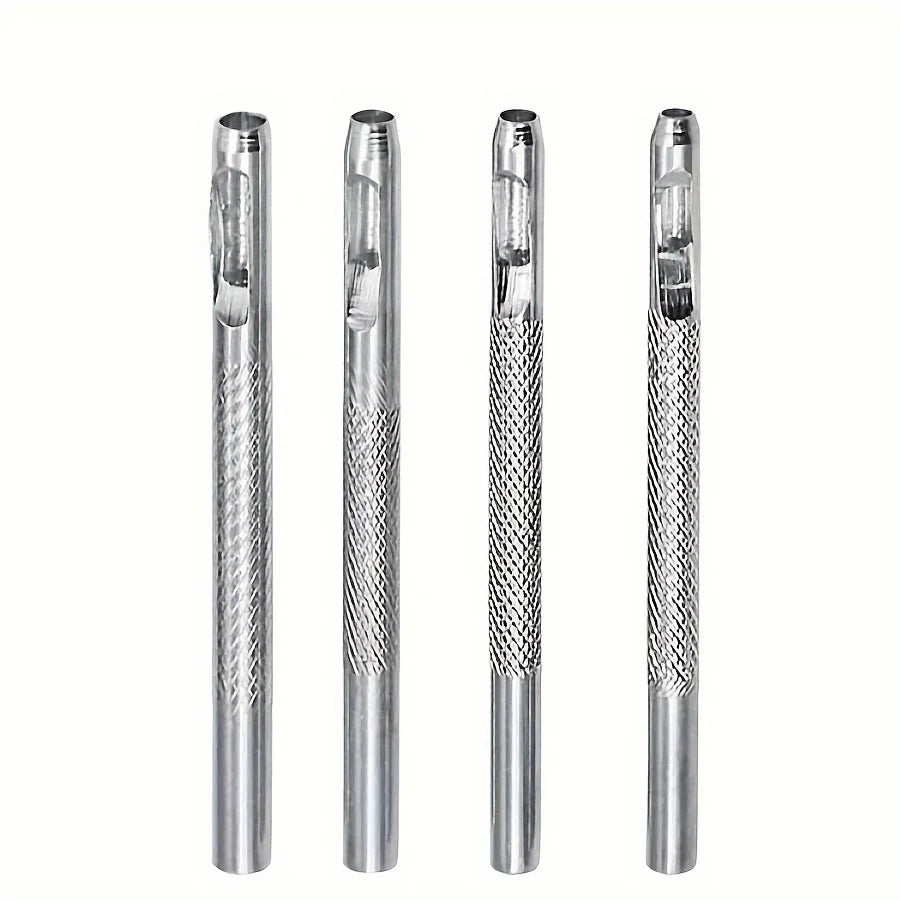 4-Piece Leather Hole Punch Set – Carbon Steel Round Craft Tools Leather Punch Tool Set Qme