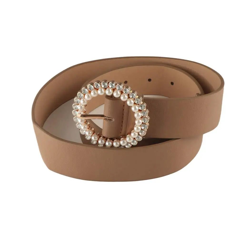 Vintage Round Buckle PU Leather Belt | Elegant Korean Fashion Fashion Belt Qme