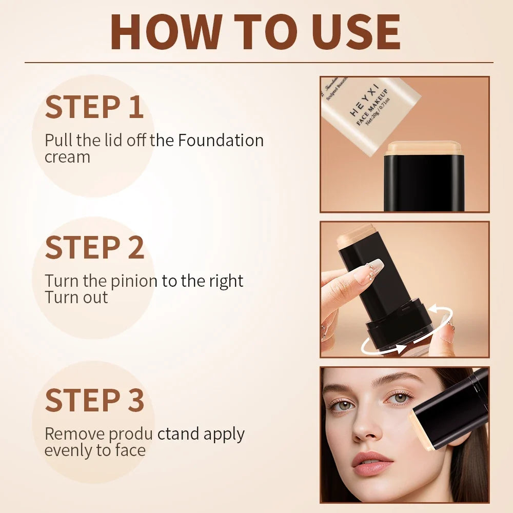 Qme Moisturizing Foundation Stick – Long-Lasting, No-Dry Formula Foundation Stick Qme