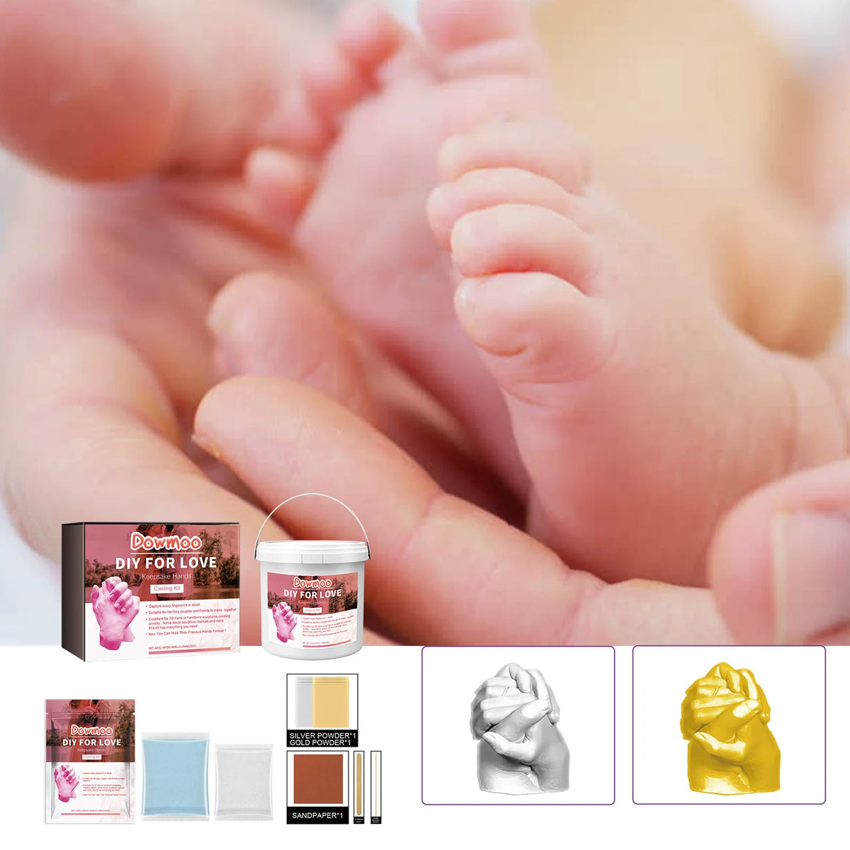DIY Couple Hand & Foot Cast Kit – Gypsum Mold Keepsake Set DIY Casting Kit Qst