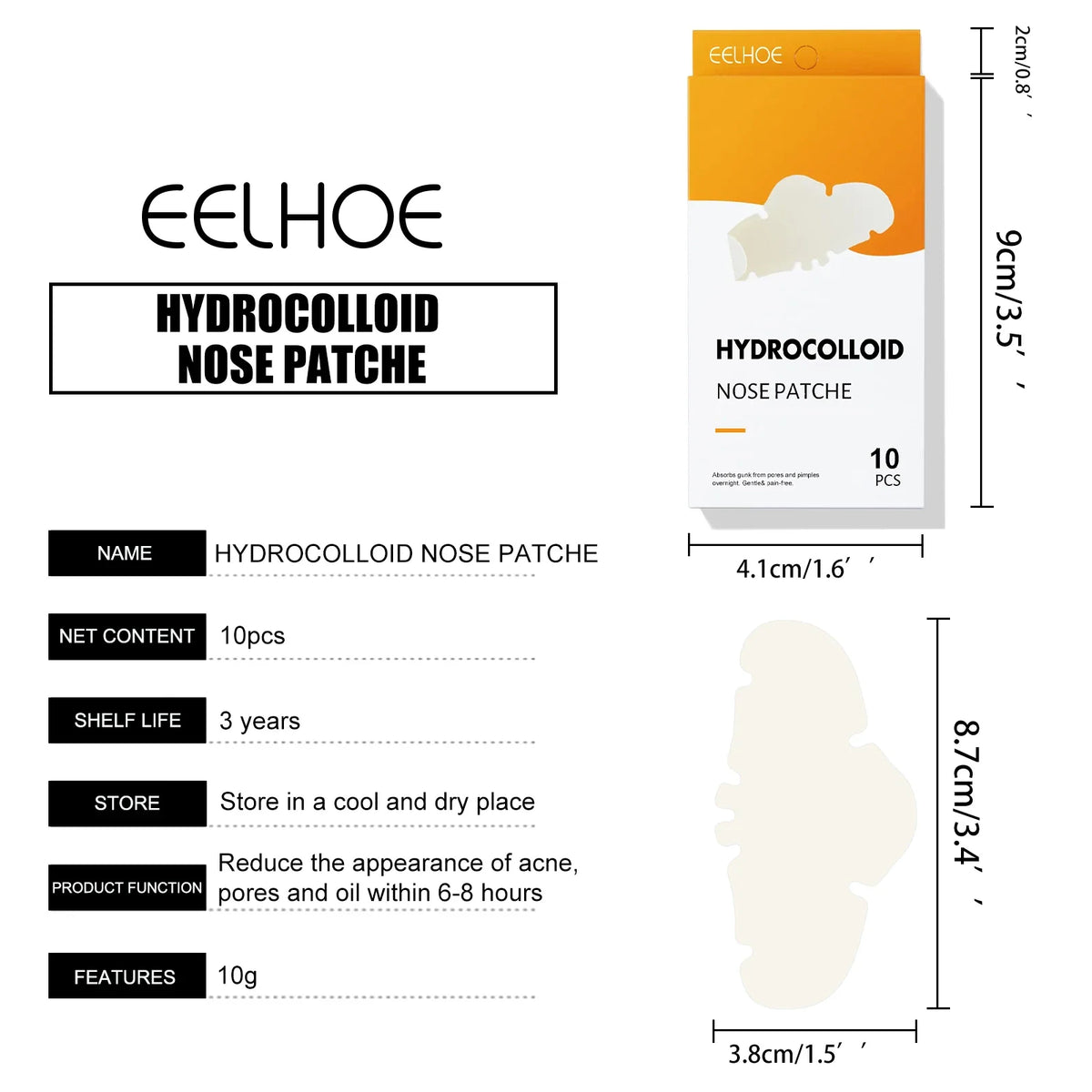 Pore-Cleansing Nose Strips | Blackhead Remover & Smooth Skin Nose Pore Strips Qme Hydrocolloid