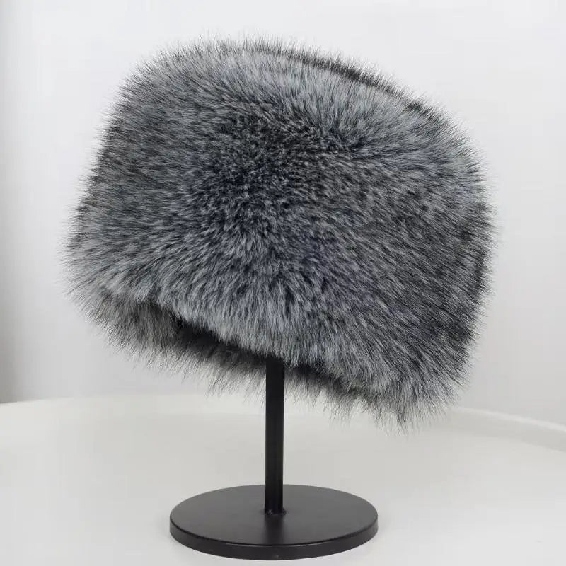 Women's Winter Plush Faux Fur Bucket Hat – Windproof & Warm Winter Bucket Hat Qst A1