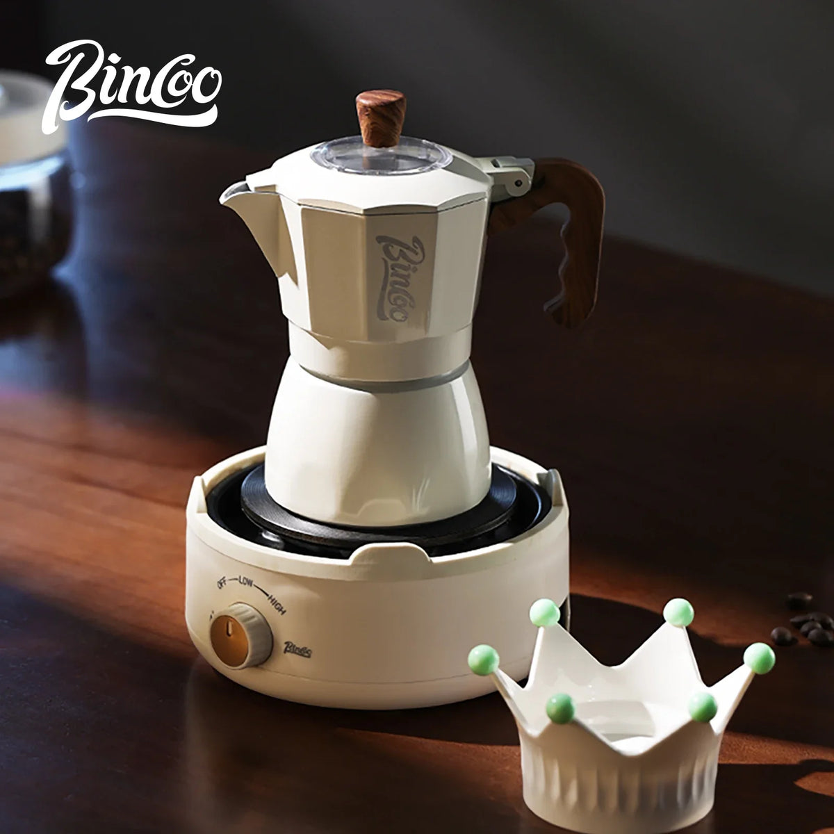 Bincoo Dual Valve Moka Pot & Manual Coffee Grinder Set Moka Pot Grinder Set Qst