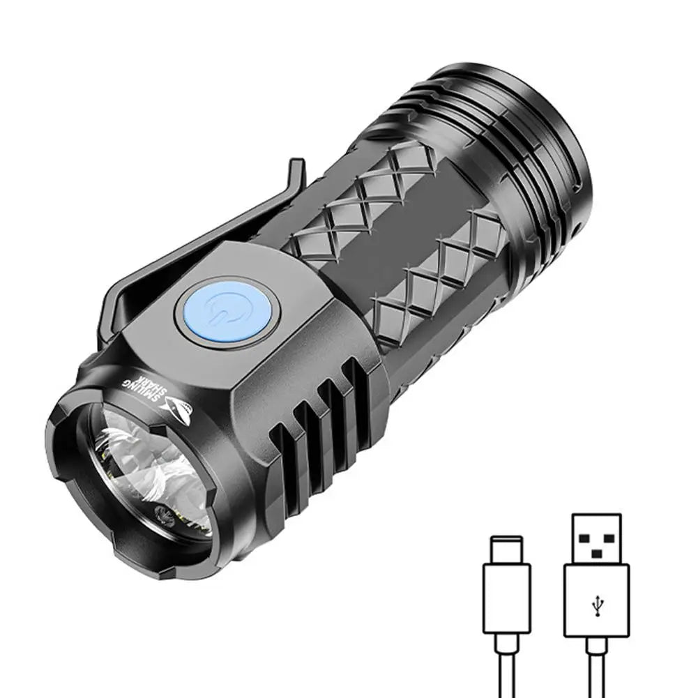 Type-C Rechargeable Waterproof Flashlight – Adjustable Brightness LED Flashlight Qme