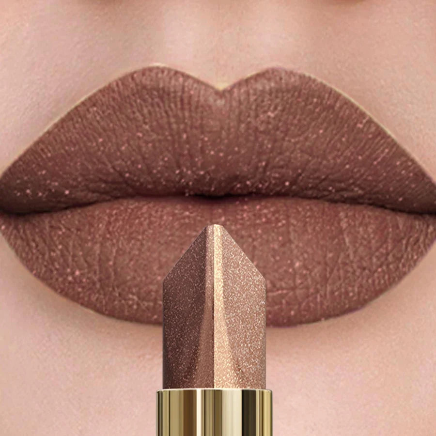 Glitter Metallic Two-Tone Lipstick – Matte Pearlescent Lip Tint Metallic Lip Tint Qme
