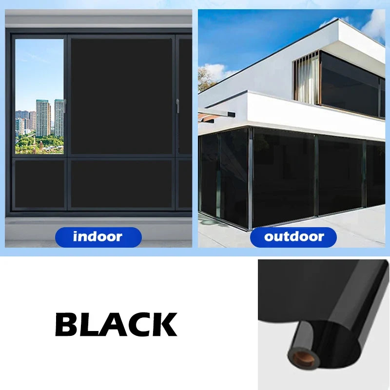 Double-Sided Privacy Window Film – UV Block & Sun Shade Privacy Window Film Qme black 40x200cm