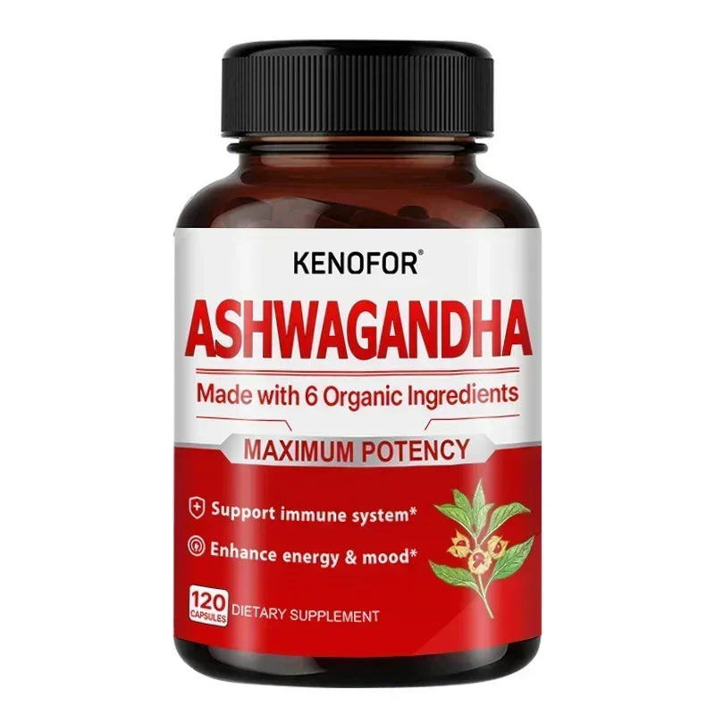 Organic Ashwagandha 120 Veggie Capsules – Mood & Energy Herbal Supplement Qst 120 count-1 bottle