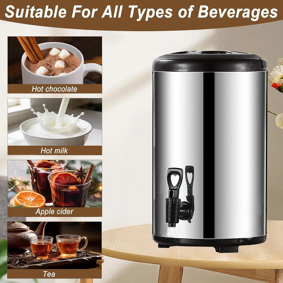 Insulated Double Wall Drink Dispenser with Spigot | Large Capacity Insulated Drink Dispenser Qme