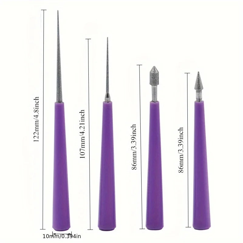 Diamond Tipped Bead Reamer Set – 4pc Jewelry Hole Enlarger Bead Reamer Tool Qme