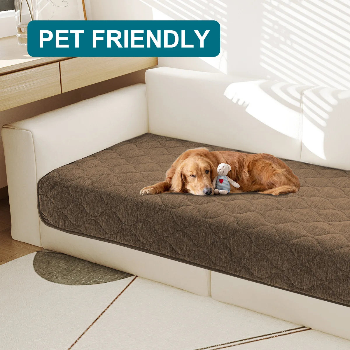 Quilted Chenille Non-Slip Pet Sofa Cover – Washable Slipcover Pet Sofa Cover Qst