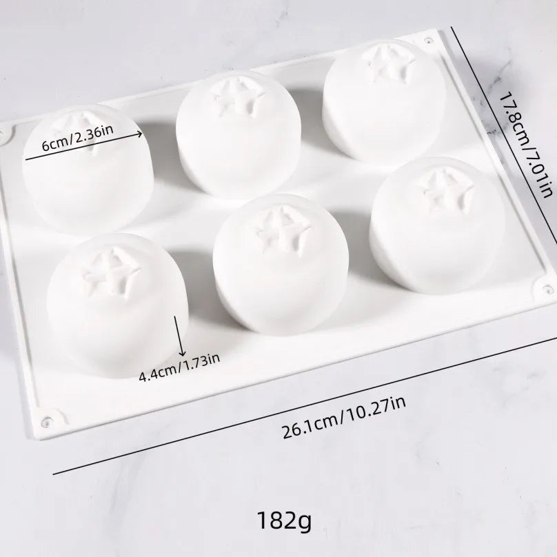 6-Cavity Blueberry Silicone Mousse Cake Mold – Fruit Shaped Silicone Baking Mold Qme White