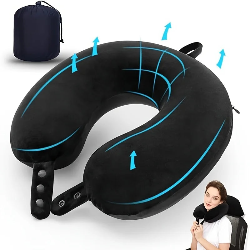 Ergonomic U-Shape Travel Neck Pillow – Soft Adjustable Headrest Travel Neck Pillow Qme