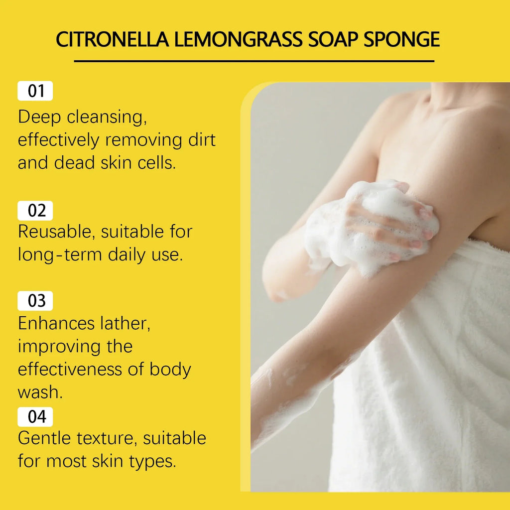 Citronella Lemongrass Exfoliating Soap Sponge – Deep Cleansing Exfoliating Soap Sponge Qme