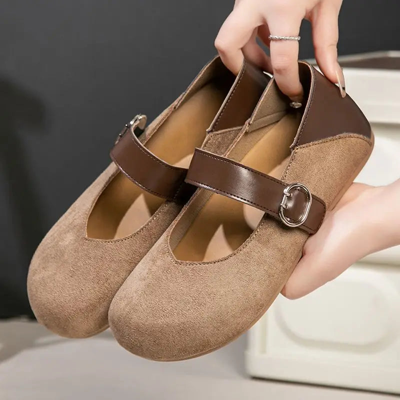 Women's Leopard Print Mary Jane Flats | Buckle Strap Loafers Mary Jane Flats Qst khaki 37
