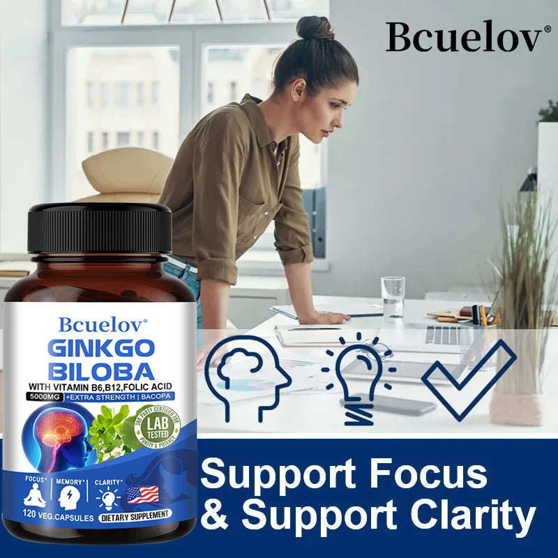 Ginkgo Biloba Capsules – Memory, Focus & Cognitive Support Herbal Supplement Qst