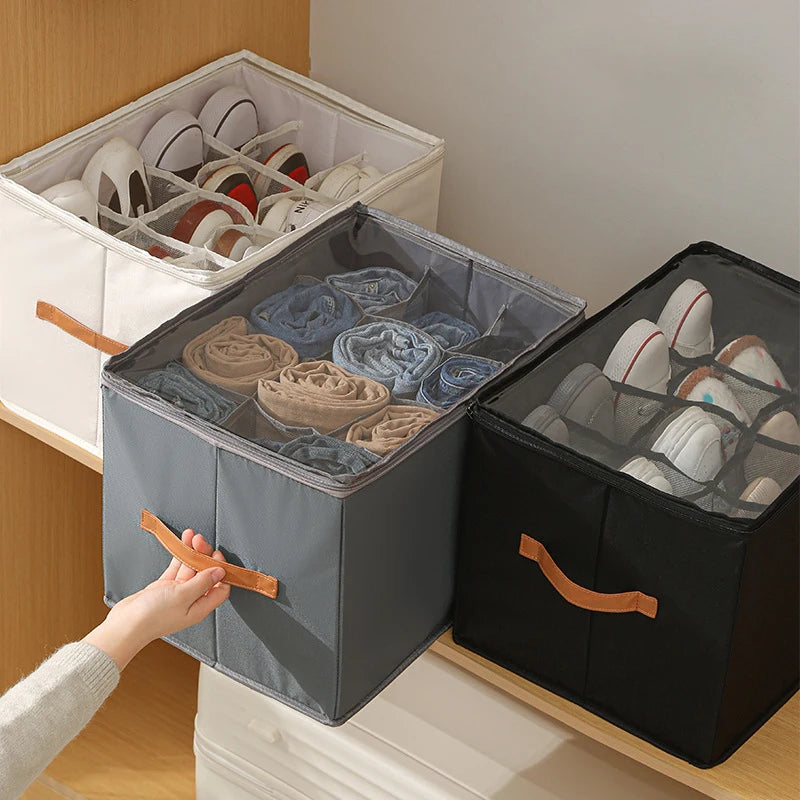 Foldable Fabric Shoe Storage Box with Dustproof Lid | Organizer Shoe Storage Box Qst