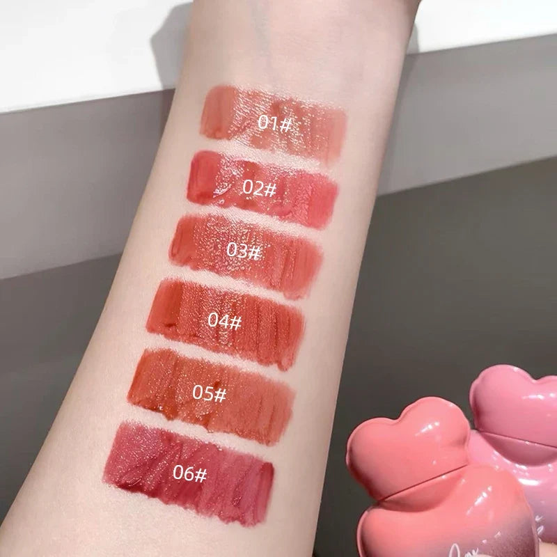 Gege Bear Heart Shape Mirror Lip Gloss – 6 Shades Mirror Lip Gloss Qme