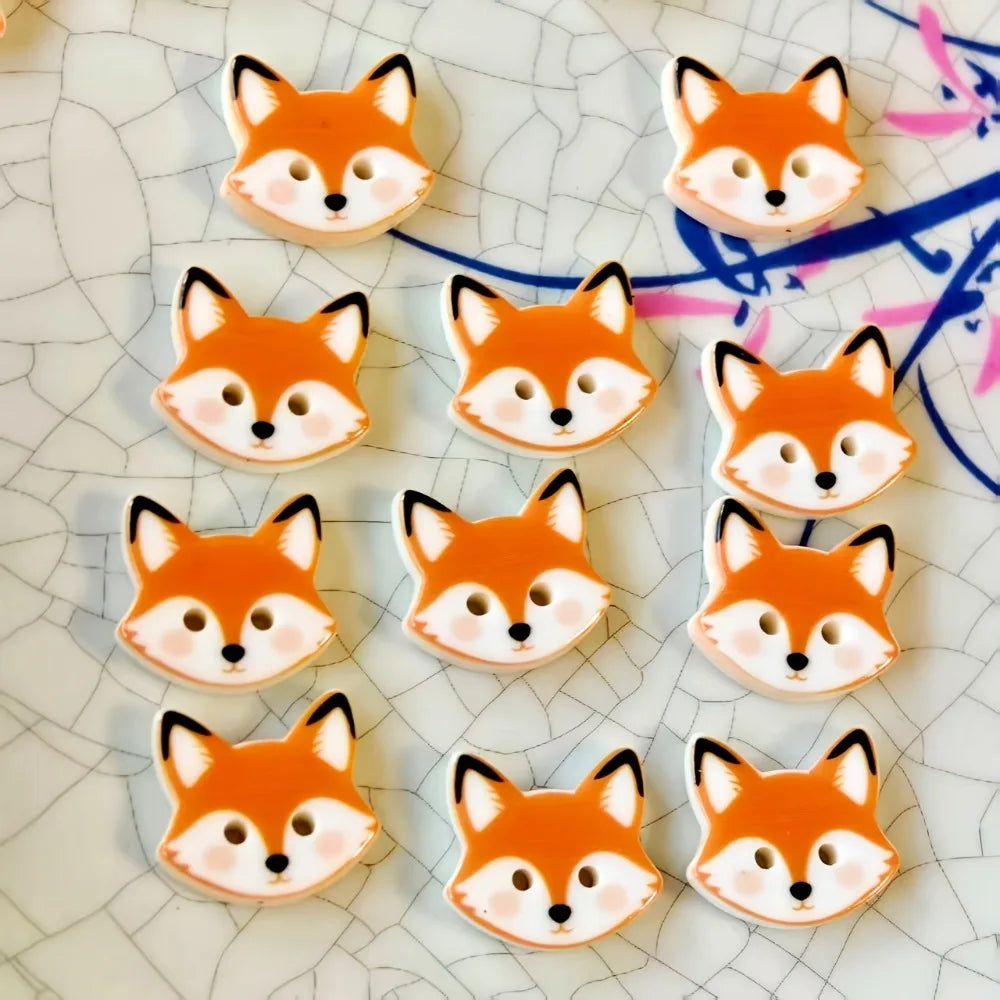 Cute Fox Resin Buttons – Decorative Handmade Craft Accessory Decorative Craft Buttons Qme