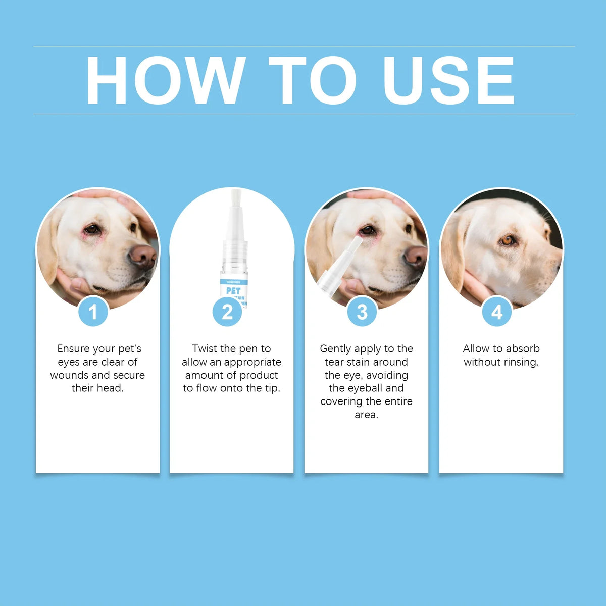 Yegbong Pet Tear Stain Removal Pen for Cats & Dogs Pet Eye Cleaner Qme