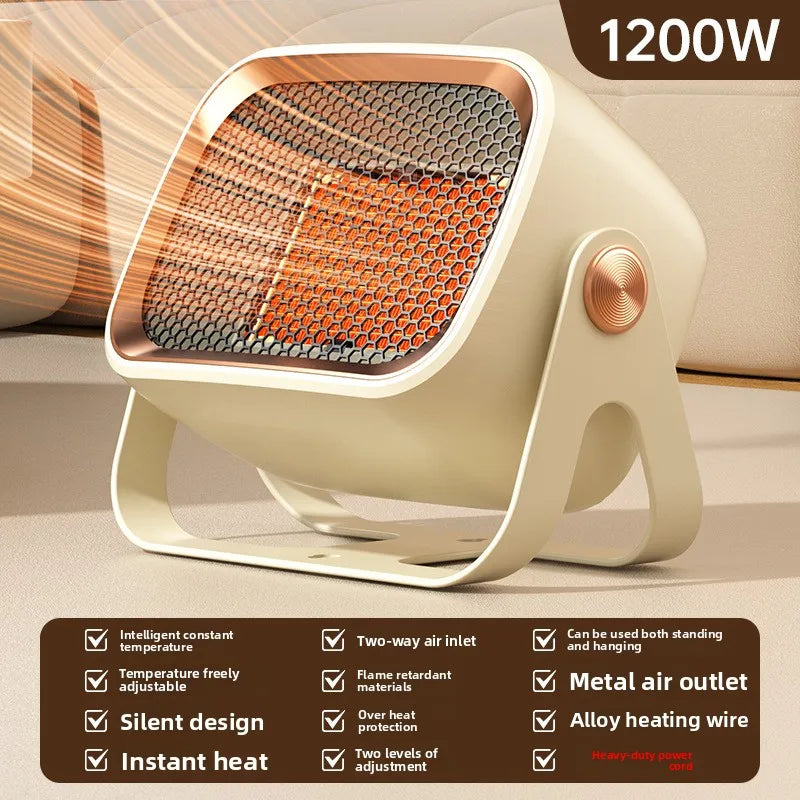 Portable Desktop & Wall Mount Fan Heater for Home Office Dorm Electric Space Heater Qst cream color EU