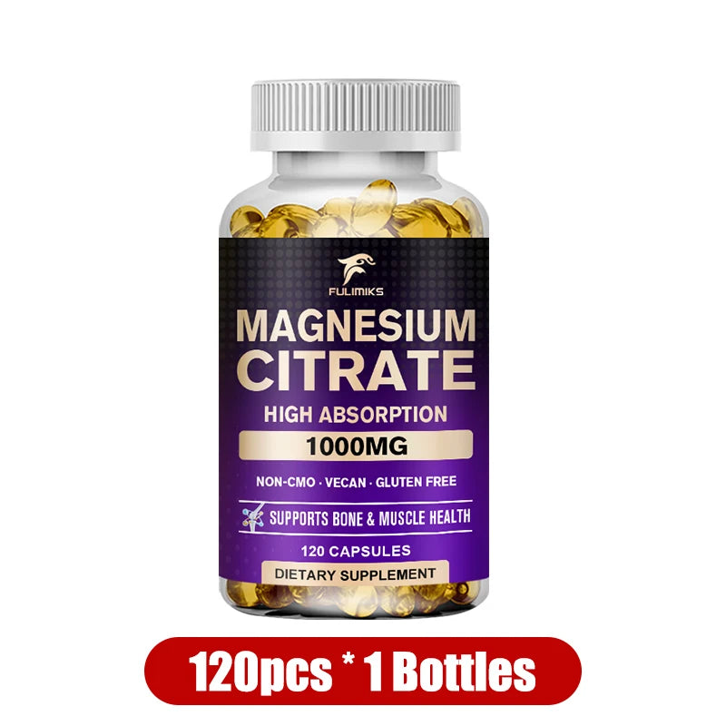 Magnesium Citrate 1000mg Capsules – Digestive Regularity Support Mineral Supplement Qst 1 Bottles 120pcs
