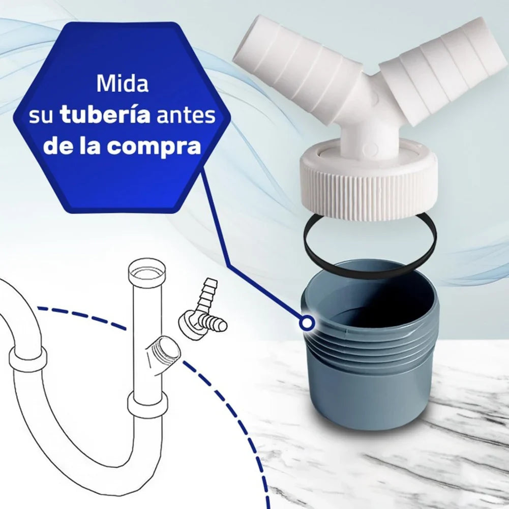 Y-Type Dual Drain Adapter | 3-Way Washing Machine Connector Drain Hose Adapter Qme
