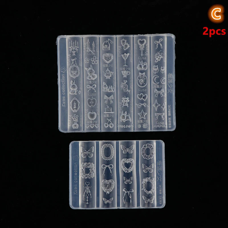 3D Silicone Nail Art Mold – Bow, Rabbit & Flower Designs Nail Art Mold Qst C